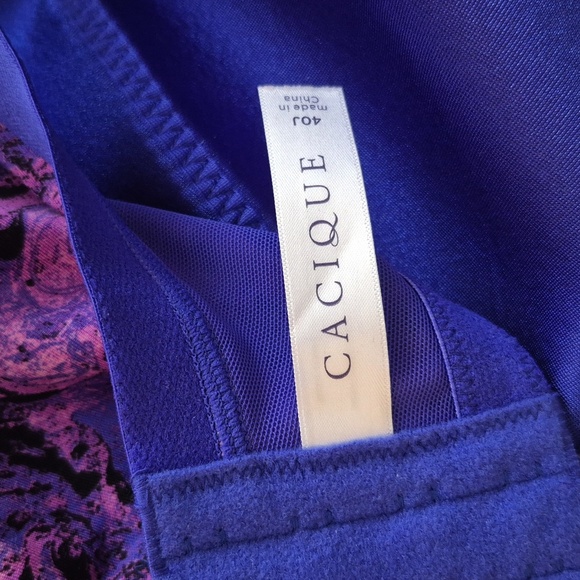 Cacique by Lane Bryant Microfiber Scoop Balconette Bra | Marble Purple | 40J - Picture 6 of 9